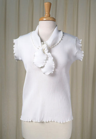 1960s White Ribbed Tie Top Cats Like Us