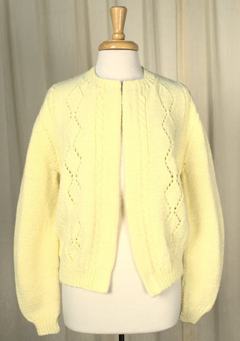 1960s Yellow Diamond Cardigan Cats Like Us