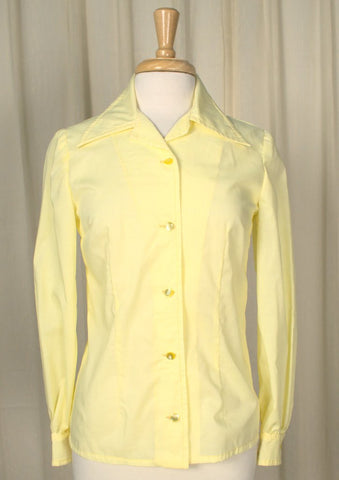1960s Yellow Handmade Blouse Cats Like Us