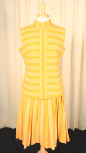 1960s Yellow Striped Vintage Skirt Set Cats Like Us