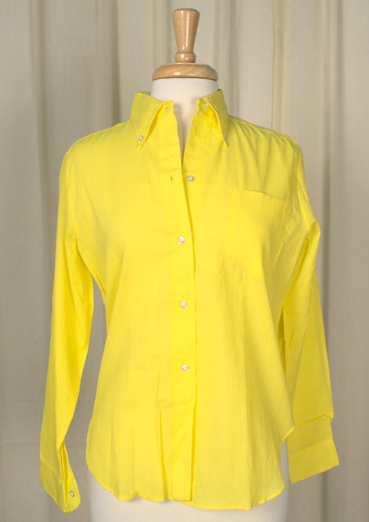 1960s Yellow Textured Shirt Cats Like Us