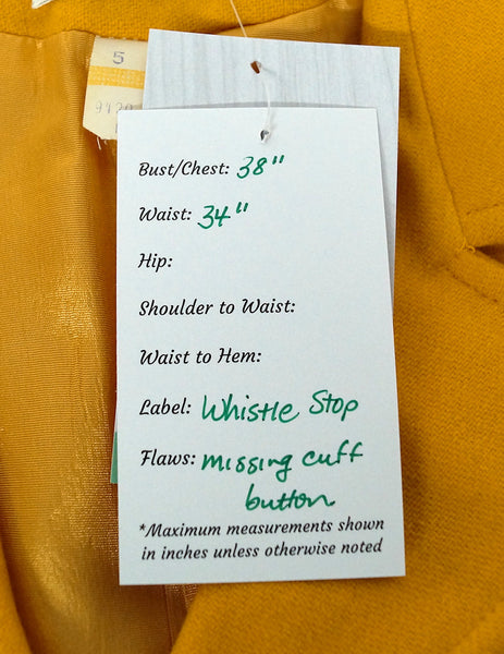 1960s Yellow Wool Blazer Jacket Cats Like Us