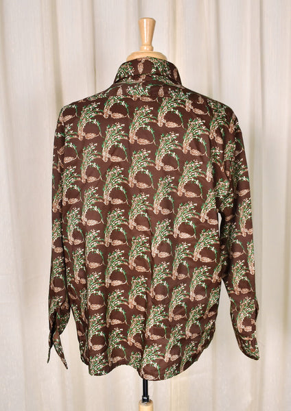 1970s Brown Reeds Vintage Disco Shirt Cats Like Us