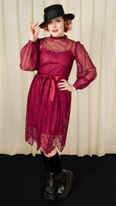 1970s Burgundy Lace Witch Dress Cats Like Us