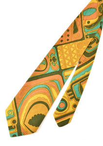 1970s Cotton Tiki Aztec Vintage Tie Cats Like Us