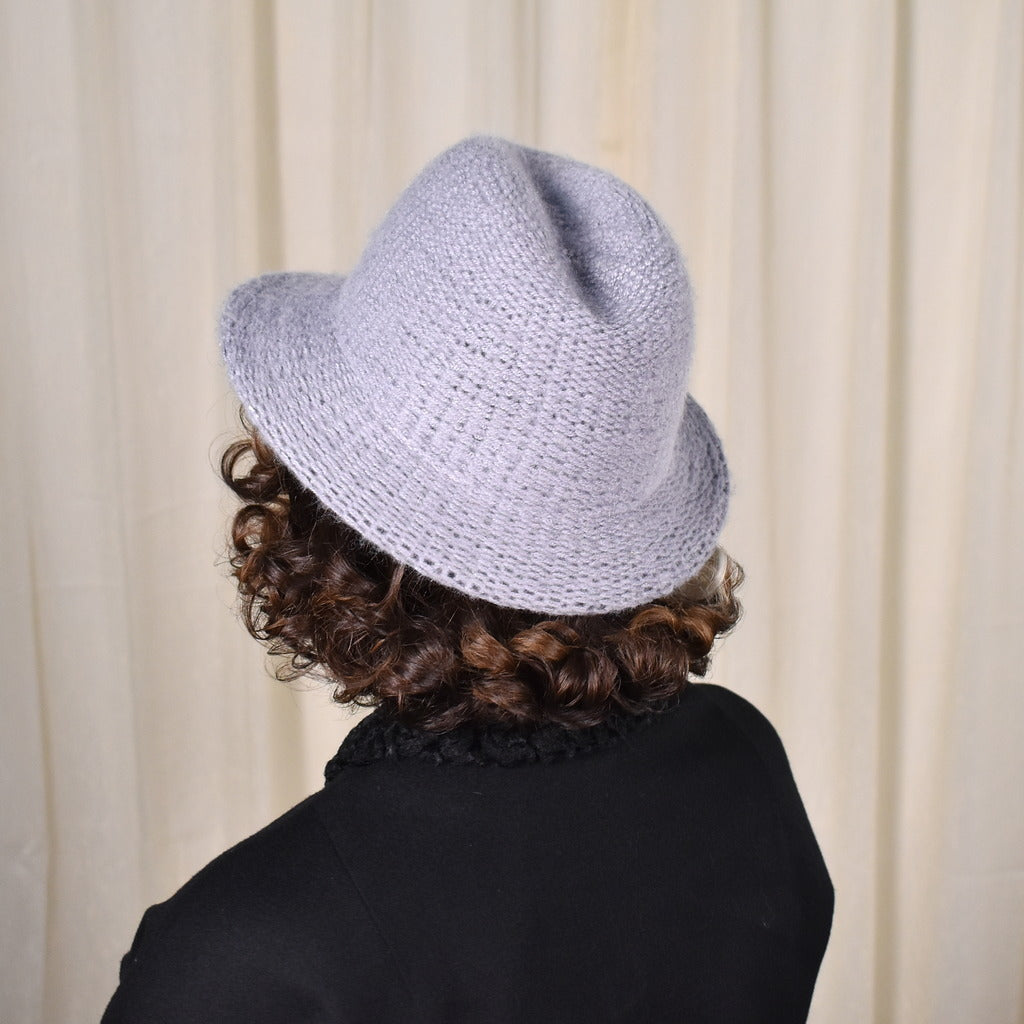 1970s Gray Knit Vintage Fedora Hat – Cats Like Us display picture 1
