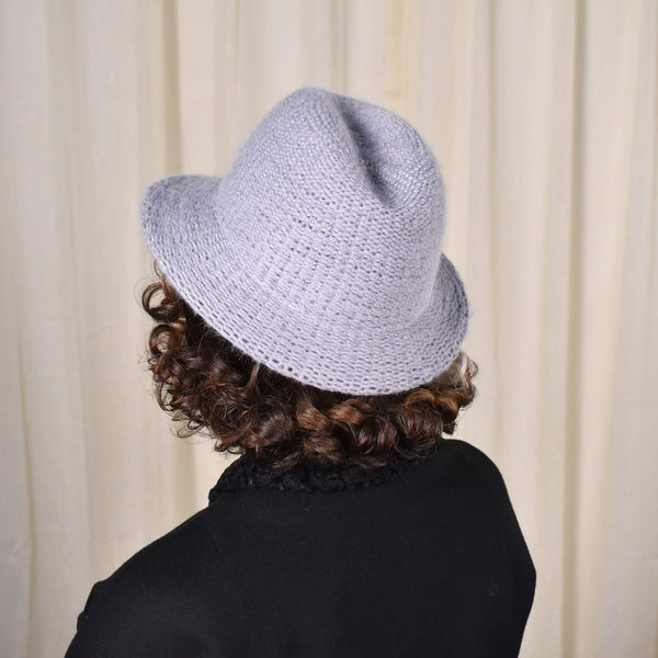 1970s Gray Knit Vintage Fedora Hat Cats Like Us