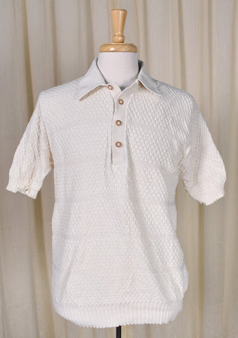 1970s Honeycomb Knit Polo Shirt Cats Like Us