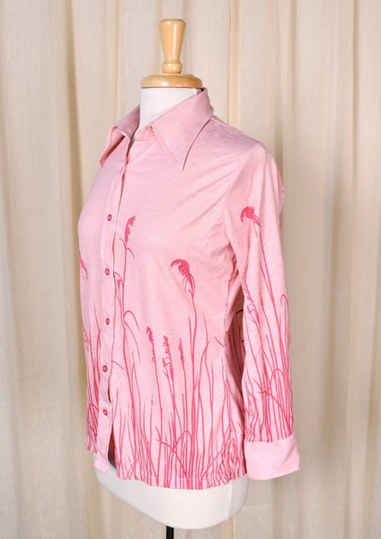 1970s Pink Sunset Blouse Cats Like Us