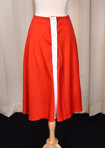 1970s Red & White Button Skirt Cats Like Us