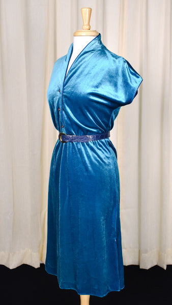 1970s Sexy Teal Vintage Disco Dress Cats Like Us