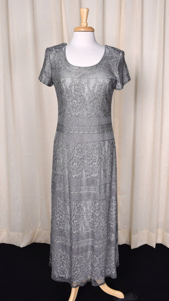 1970s Style Silver Maxi Dress Cats Like Us