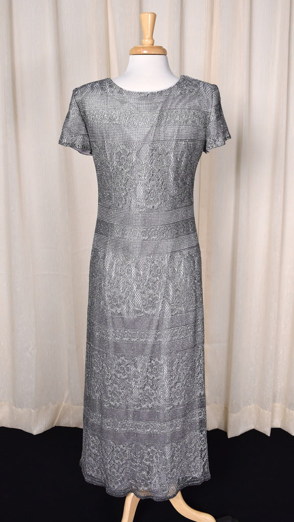 1970s Style Silver Maxi Dress