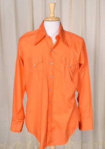 1970s Vintage Bright Orange Shirt Cats Like Us