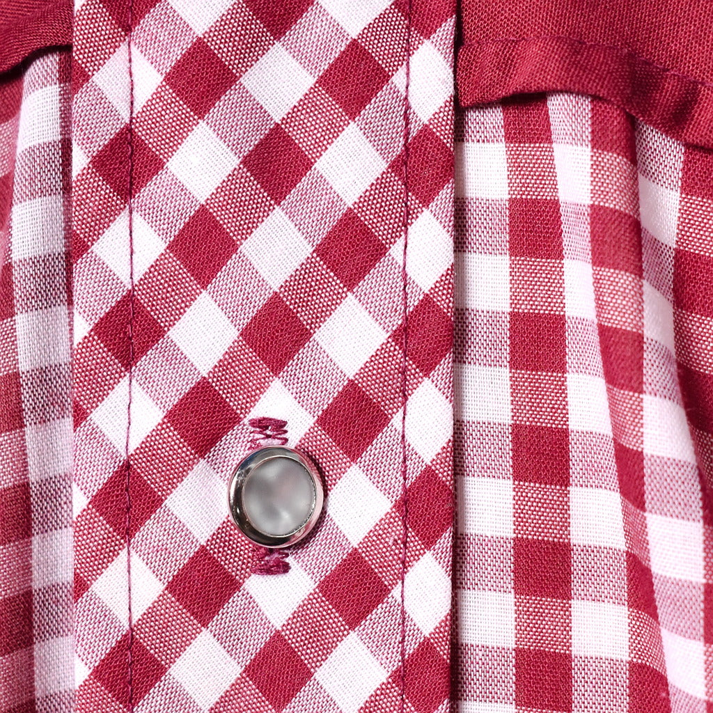 1970s Vintage Burgundy Gingham Shirt