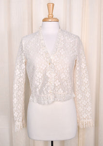 1970s Vintage Cream Lace Jacket Cats Like Us