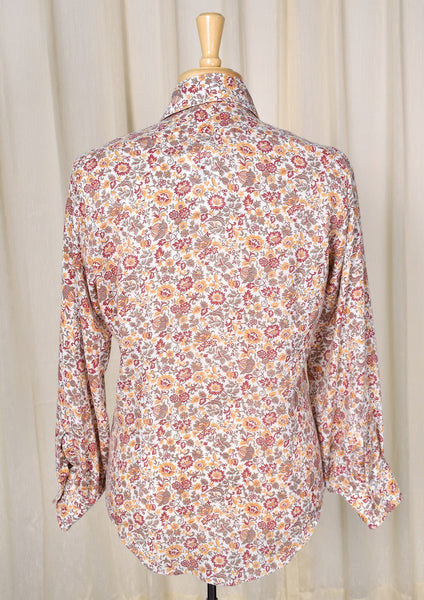 1970s Vintage Fall Floral Disco Shirt Cats Like Us