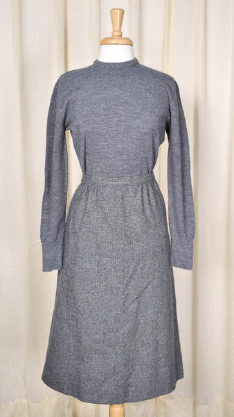 1970s Vintage Gray Wool Weaved Skirt Cats Like Us