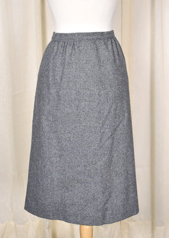 1970s Vintage Gray Wool Weaved Skirt Cats Like Us