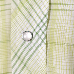 1970s Vintage Lime Plaid Shirt with with Tie Cats Like Us