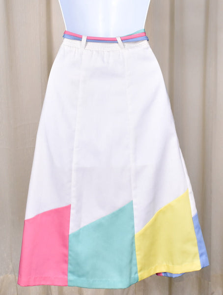 1970s Vintage Pastel Flag Trim Skirt Cats Like Us