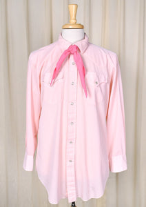 1970s Vintage Pastel Pink Shirt w Tie Cats Like Us