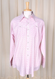 1970s Vintage Pink Abstract Shirt Cats Like Us