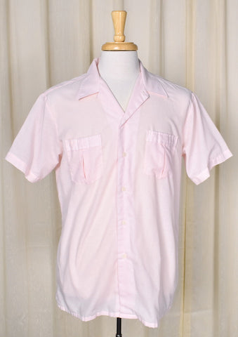 1970s Vintage Pink Pleat Pocket Shirt Cats Like Us