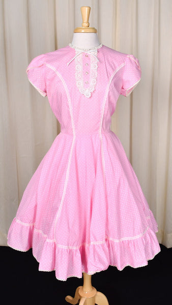 1970s Vintage Pink Polka Dot Dress Cats Like Us