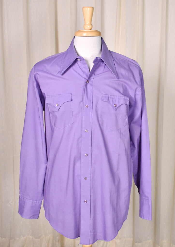 1970s Vintage Purple Western Shirt Cats Like Us
