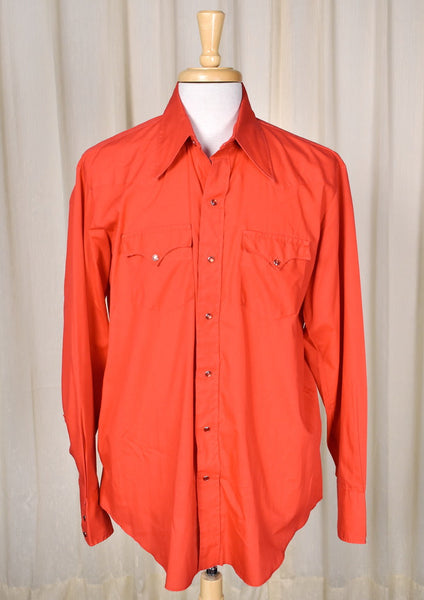 1970s Vintage Red Western Shirt Cats Like Us