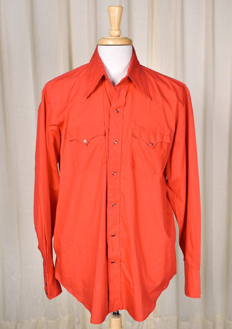 1970s Vintage Red Western Shirt Cats Like Us