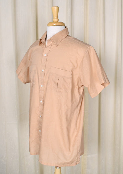 1970s Vintage Tan Pleat Pocket Shirt Cats Like Us