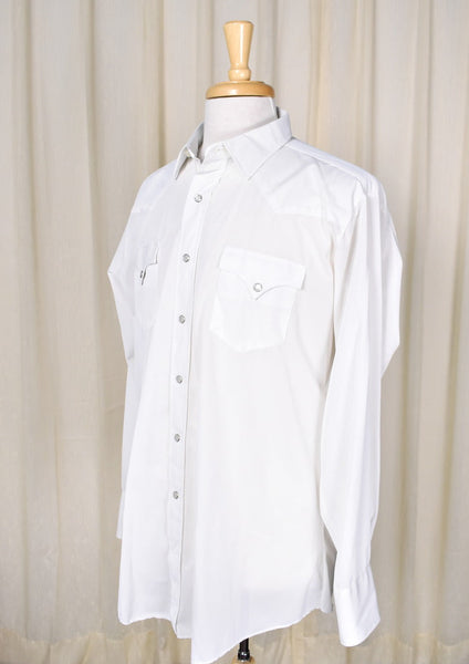 1970s Vintage White Polyester Shirt Cats Like Us