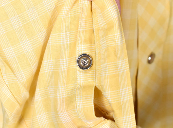 1970s Vintage Yellow Plaid Shirt with Tie Cats Like Us