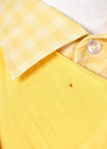 1970s Vintage Yellow Plaid Shirt with Tie Cats Like Us