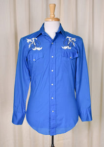1980s Blue Horseshoe Vintage Shirt Cats Like Us