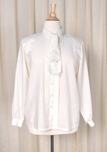 1980s Cream Rose Pearl & Sequin Blouse Cats Like Us