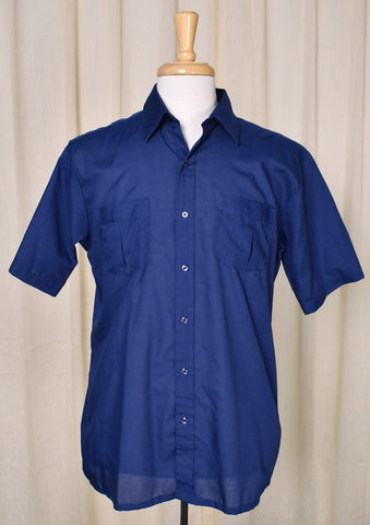 1980s Navy Blue Pocket Shirt Cats Like Us