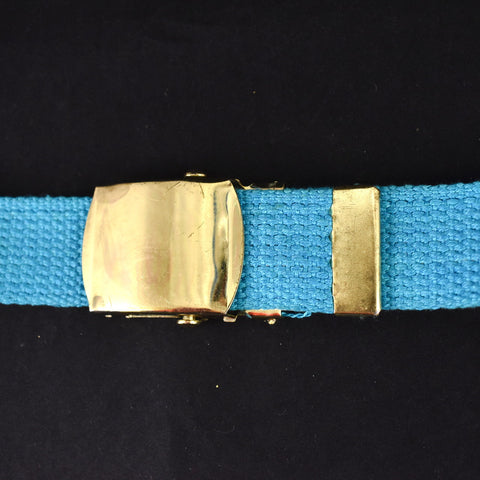 1980s Sky Blue Adjustable Belt w Gold Slide Closure Cats Like Us