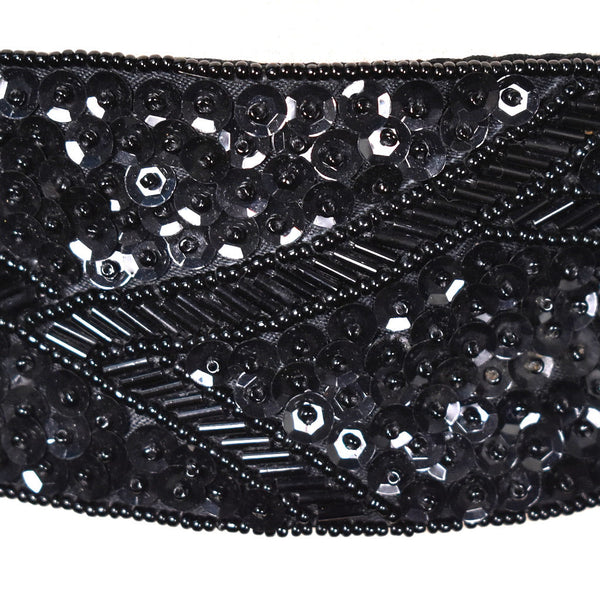 1980s Vintage Black Sequin Belt Cats Like Us