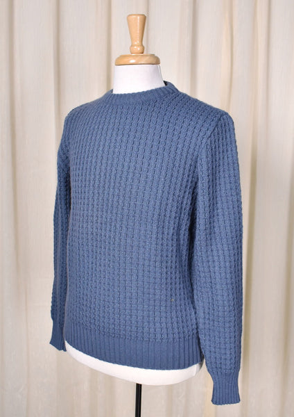 1980s Vintage Blue Textured Sweater Cats Like Us
