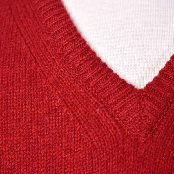 1980s Vintage Deep Red V Neck Sweater Cats Like Us