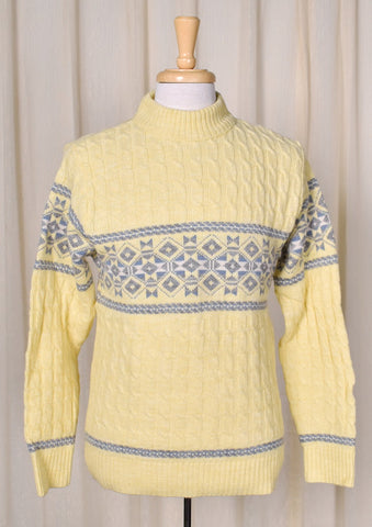 1980s Vintage Grey & Blue Cream Sweater Cats Like Us