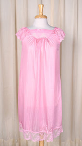 1980s Vintage NWOT Pink Lace Night Gown Cats Like Us