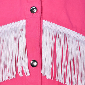 1980s Vintage Pink Fringe Western Shirt Cats Like Us