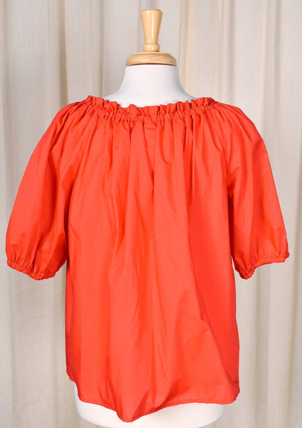 1980s Vintage Red Peasant Blouse Top Cats Like Us