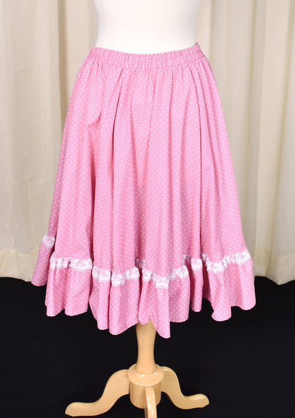 1980s Vintage Rose Pink Polka Dot Skirt Cats Like Us