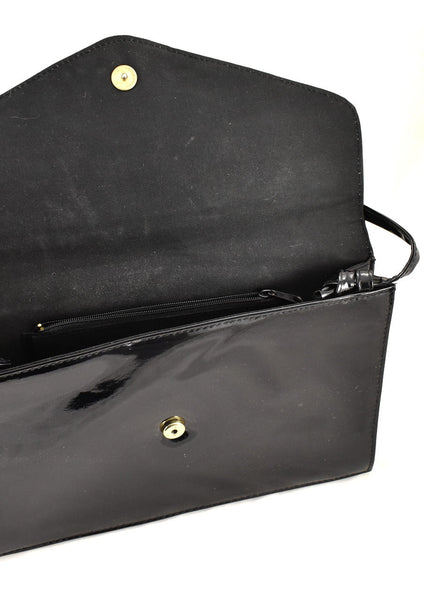 1980s Vintage Vintage Black Large Patent Shoulder Bag by Sassy Cats Like Us