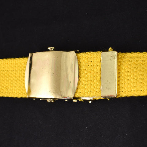 1980s Yellow Adjustable Belt w Gold Slide Closure Cats Like Us